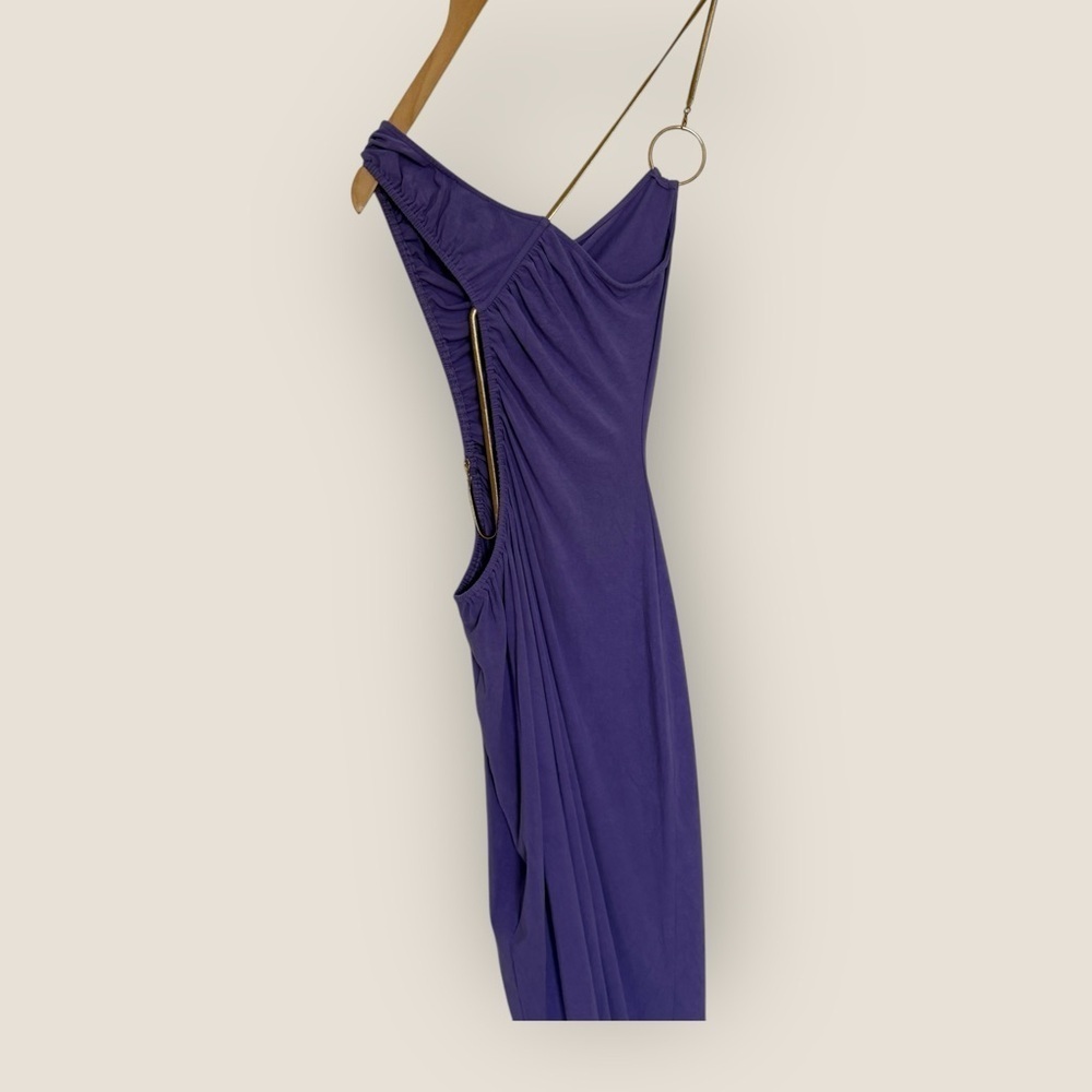 WhoWhatWear | Gold & Purple Cutout Ruched Dress | Size L - Picture 8 of 12